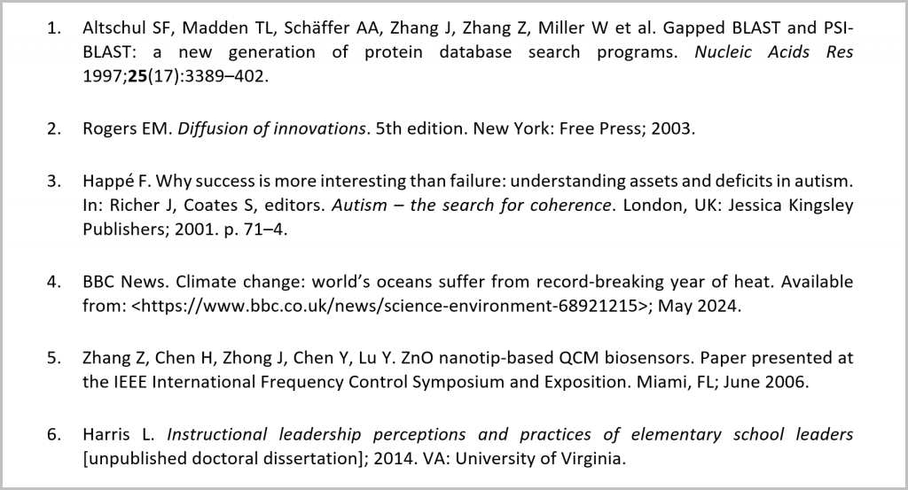 Example references in the Elsevier 4 style