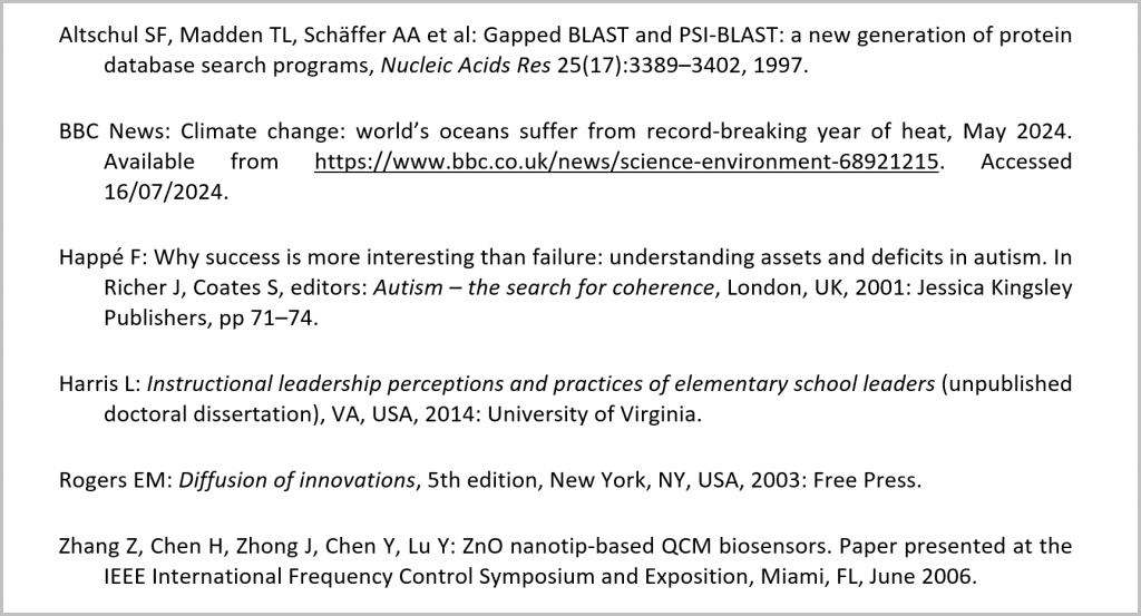 Example references in the Elsevier 7 style