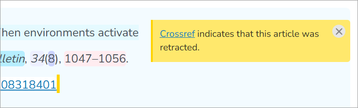 Screenshot showing a flag on a retracted article.